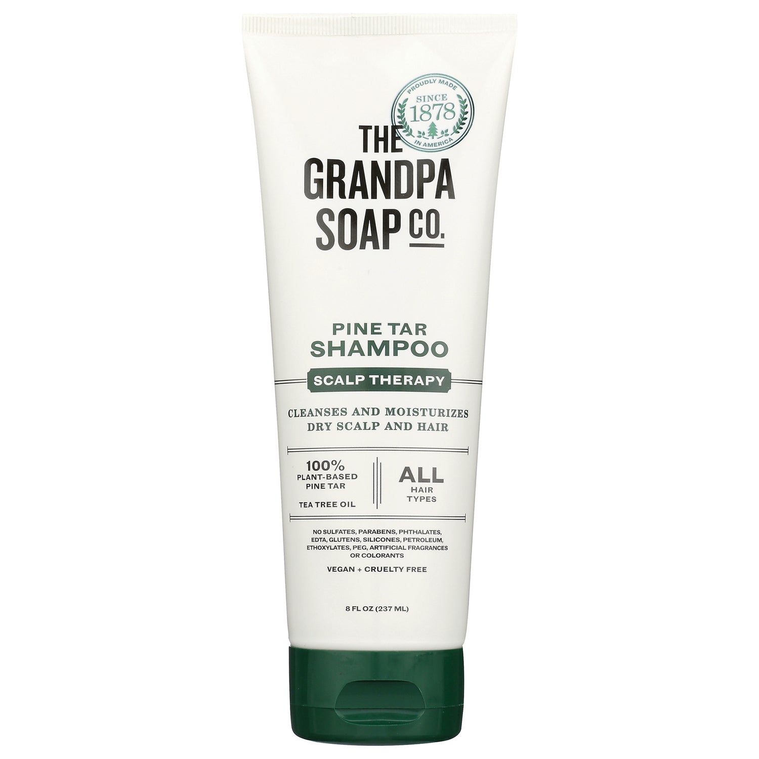 GP017 | The Grandpa Soap Co. Pine Tar Shampoo tube, scalp therapy for dry scalp and hair, 8 fl oz
