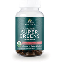 ATN116 | Ancient Nutrition Organic Super Greens gummies bottle, strawberry watermelon flavor, front label