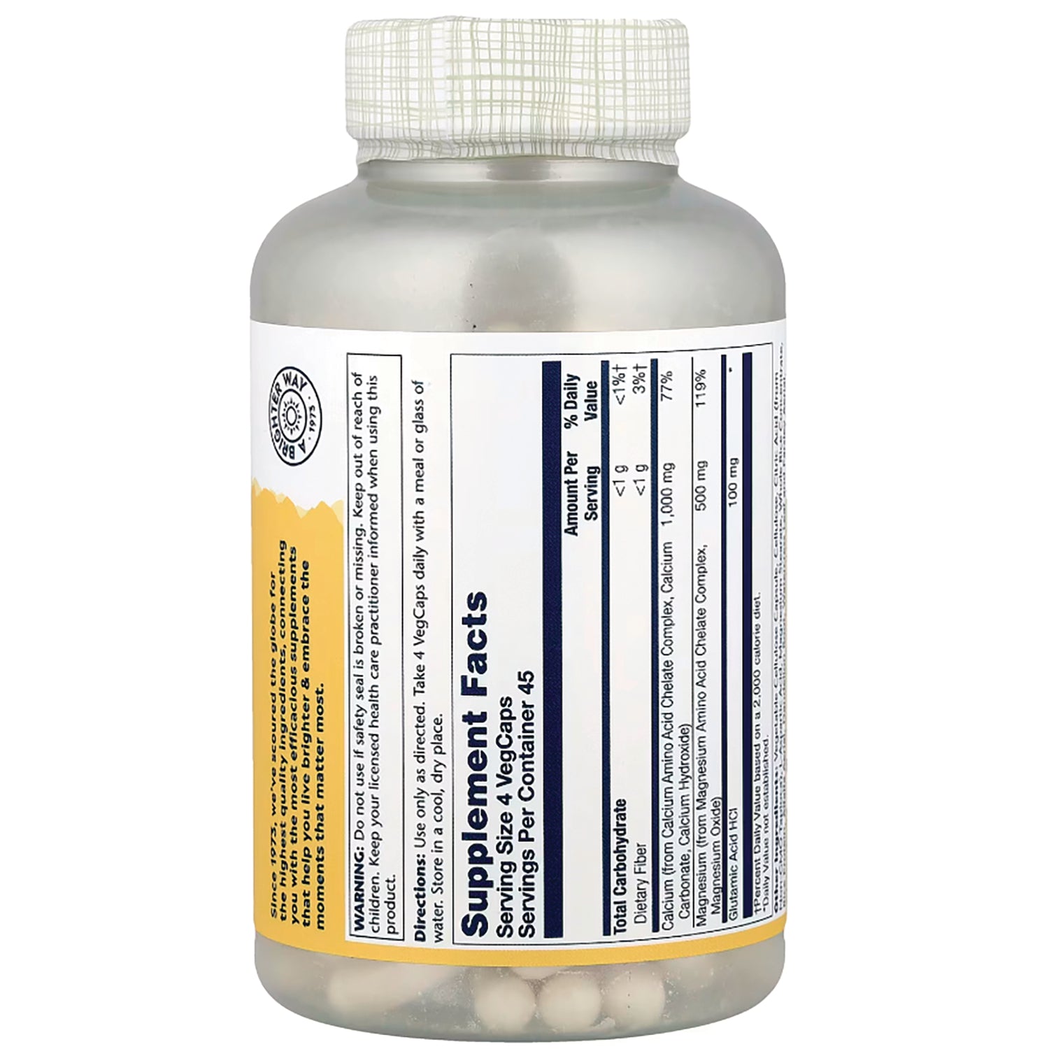 SLR446 | Back label with Supplement Facts panel and directions for VegCaps capsules