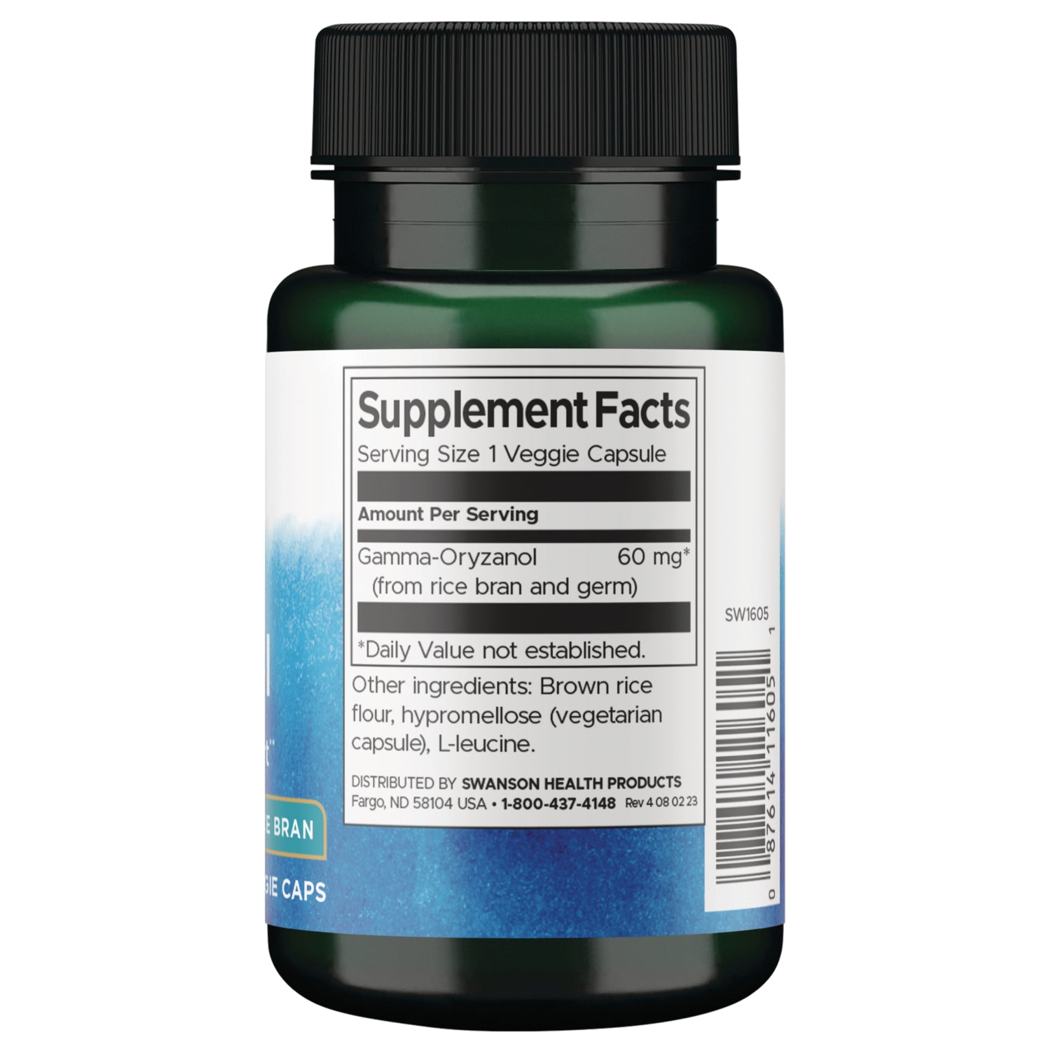 SW1605 | Back of label with supplement facts and serving information