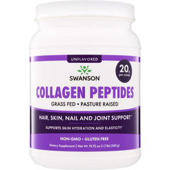 SW1833 | Swanson Collagen Peptides unflavored powder, 20 g per scoop; grass fed, pasture raised