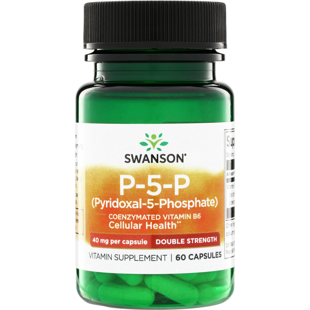 SWU1027 | Swanson P-5-P (Pyridoxal-5-Phosphate) Coenzymated Vitamin B6, 40 mg per capsule, Double Strength, 60 capsules - Thumbnail