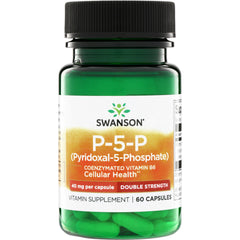 SWU1027 | Swanson P-5-P (Pyridoxal-5-Phosphate) Coenzymated Vitamin B6, 40 mg per capsule, Double Strength, 60 capsules