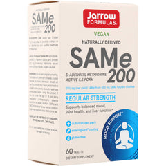 JR040 | Jarrow Formulas SAMe 200, regular strength, 60 tablets, vegan dietary supplement