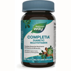 NW573 | Nature's Way COMPLETIA diabetic multivitamin bottle, 60 tablets, front label showing no added iron