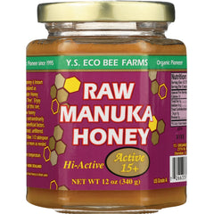 YS020 | Y.S. Eco Bee Farms Raw Manuka Honey, Hi-Active 15+, 12 oz jar