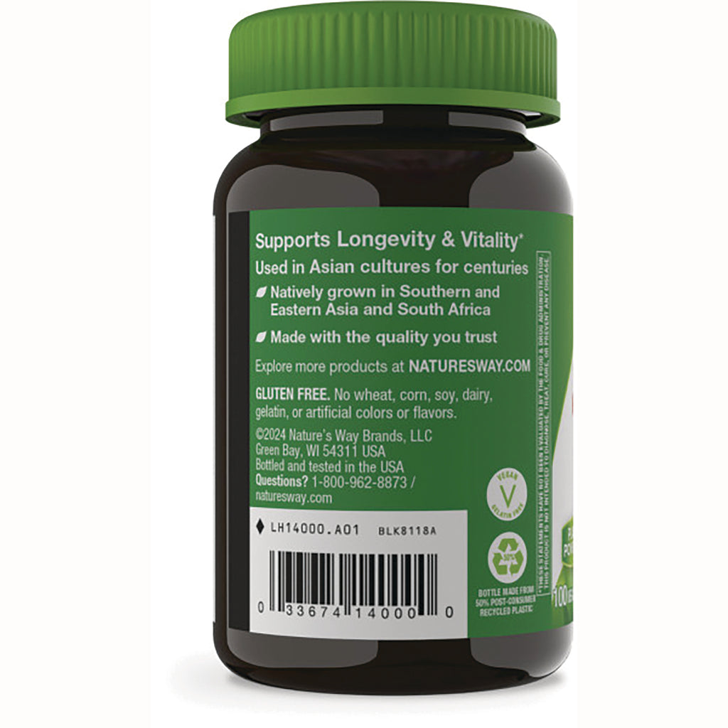NW832 | back label of supplement bottle showing Supports Longevity & Vitality text, gluten free statement and barcode - Thumbnail