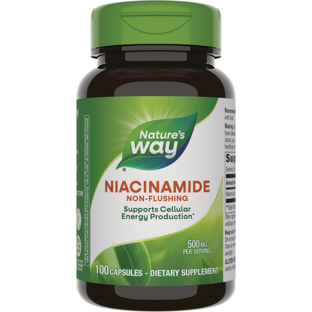 NW328 | Nature's Way Niacinamide non-flushing supplement bottle, 100 capsules, 500 mg per serving - Thumbnail