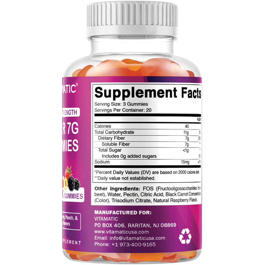 VAM008 | Back of gummy supplement bottle with Supplement Facts; serving size 3 gummies; 20 servings - Thumbnail