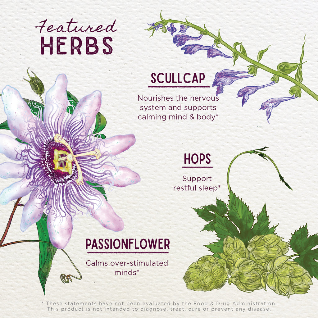 WGH006 | Featured Herbs: Scullcapnourishes nervous system; Hopssupport restful sleep; Passionflowercalms minds - Thumbnail