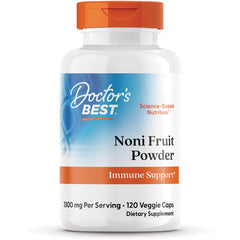 DB141 | Doctor's Best Noni Fruit Powder supplement bottle front, Immune Support, 1300 mg per serving, 120 veggie caps