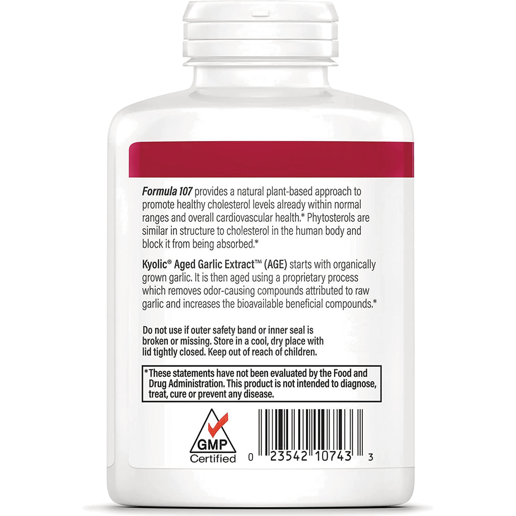 KY123 | back label of white supplement bottle showing product description, usage warnings, barcode and GMP logo - Thumbnail