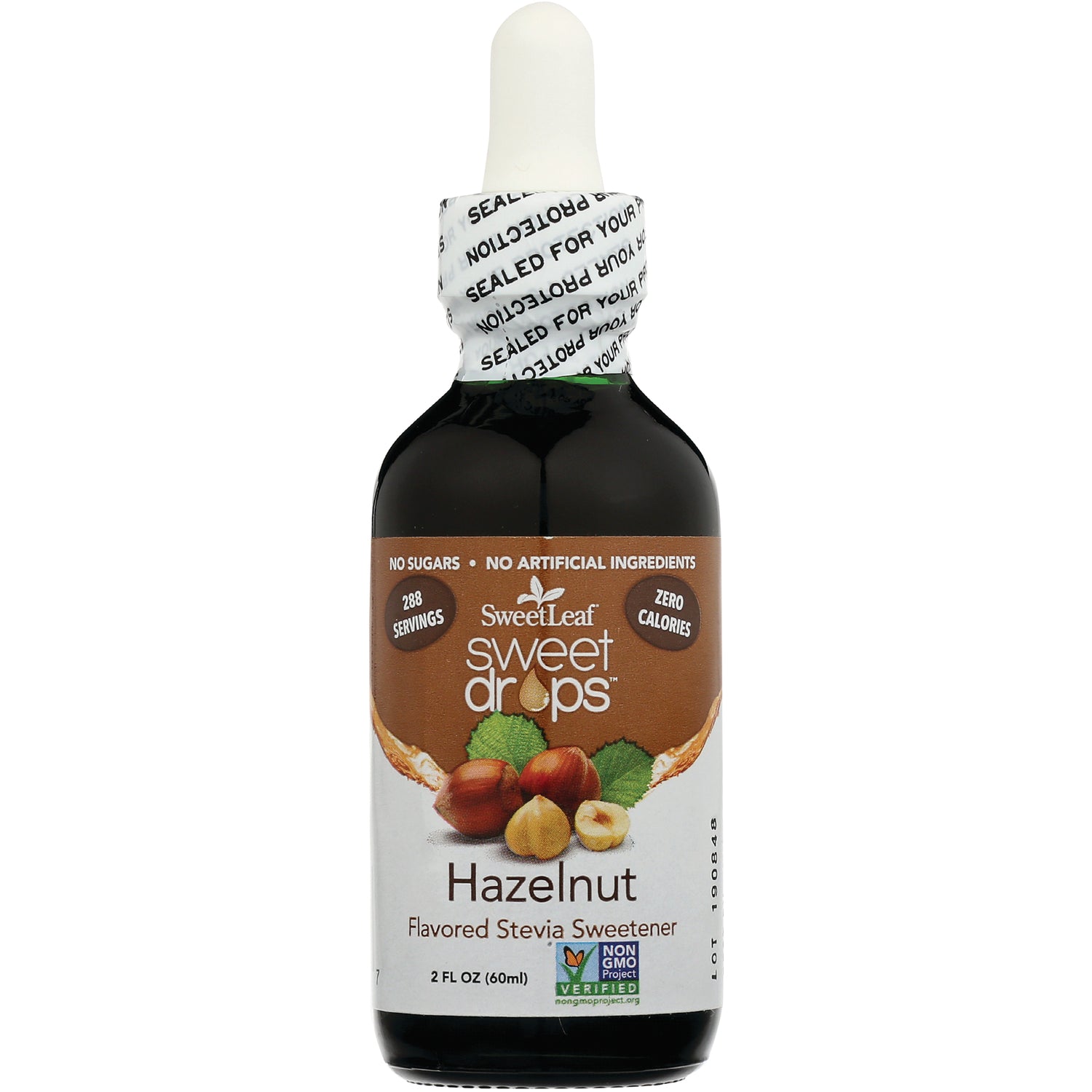 WA035 | SweetLeaf Sweet Drops Hazelnut flavored stevia sweetener, 2 fl oz dropper bottle