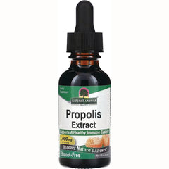 NAT081 | Amber dropper bottle labeled Propolis Extract by Nature's Answer, ethanol-free 1 fl oz