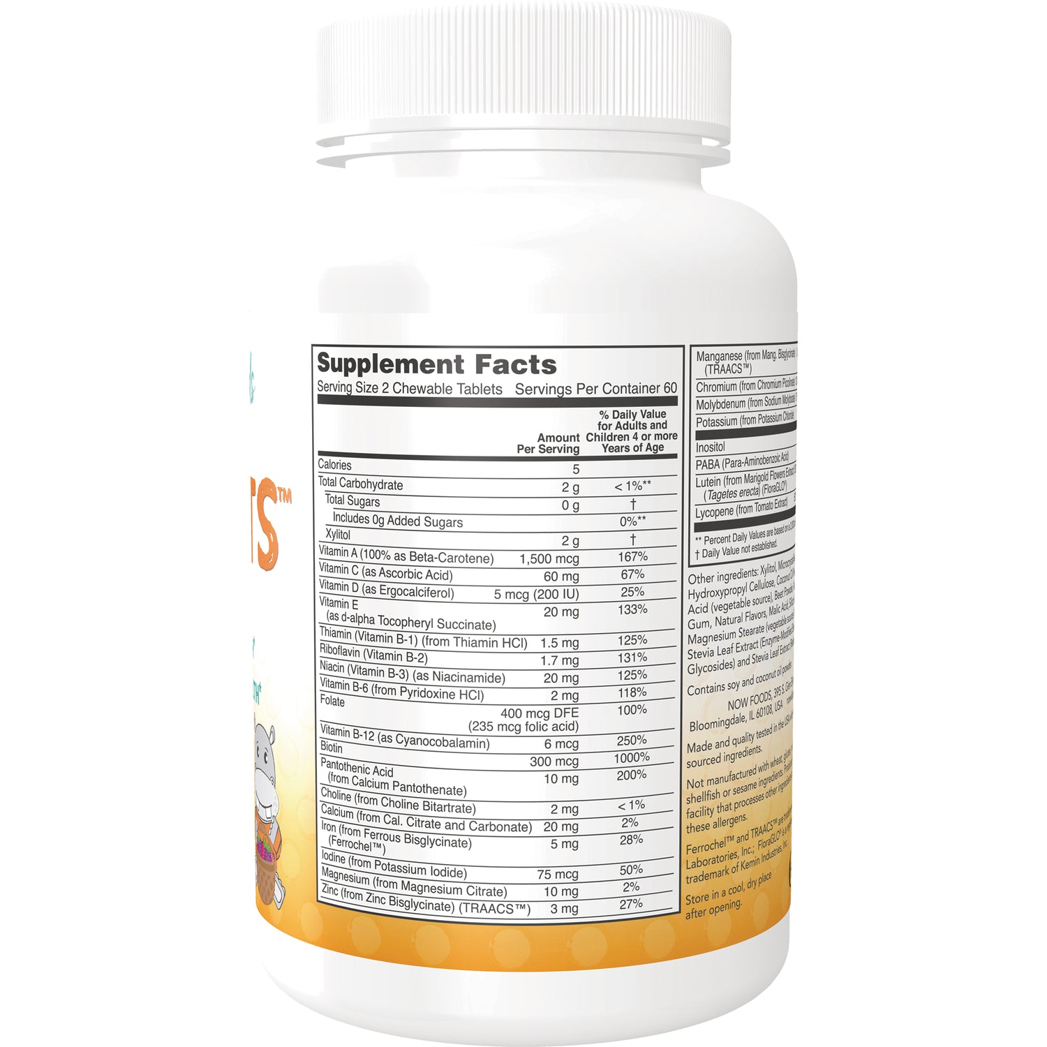 NWF1146 | Back of white supplement bottle showing Supplement Facts nutrition label and ingredient panel