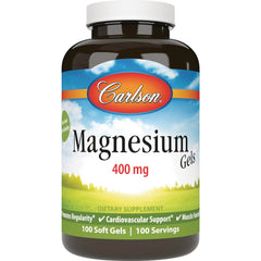 CSN161 | Carlson Magnesium 400 mg soft gels bottle dietary supplement labeled 100 Soft Gels