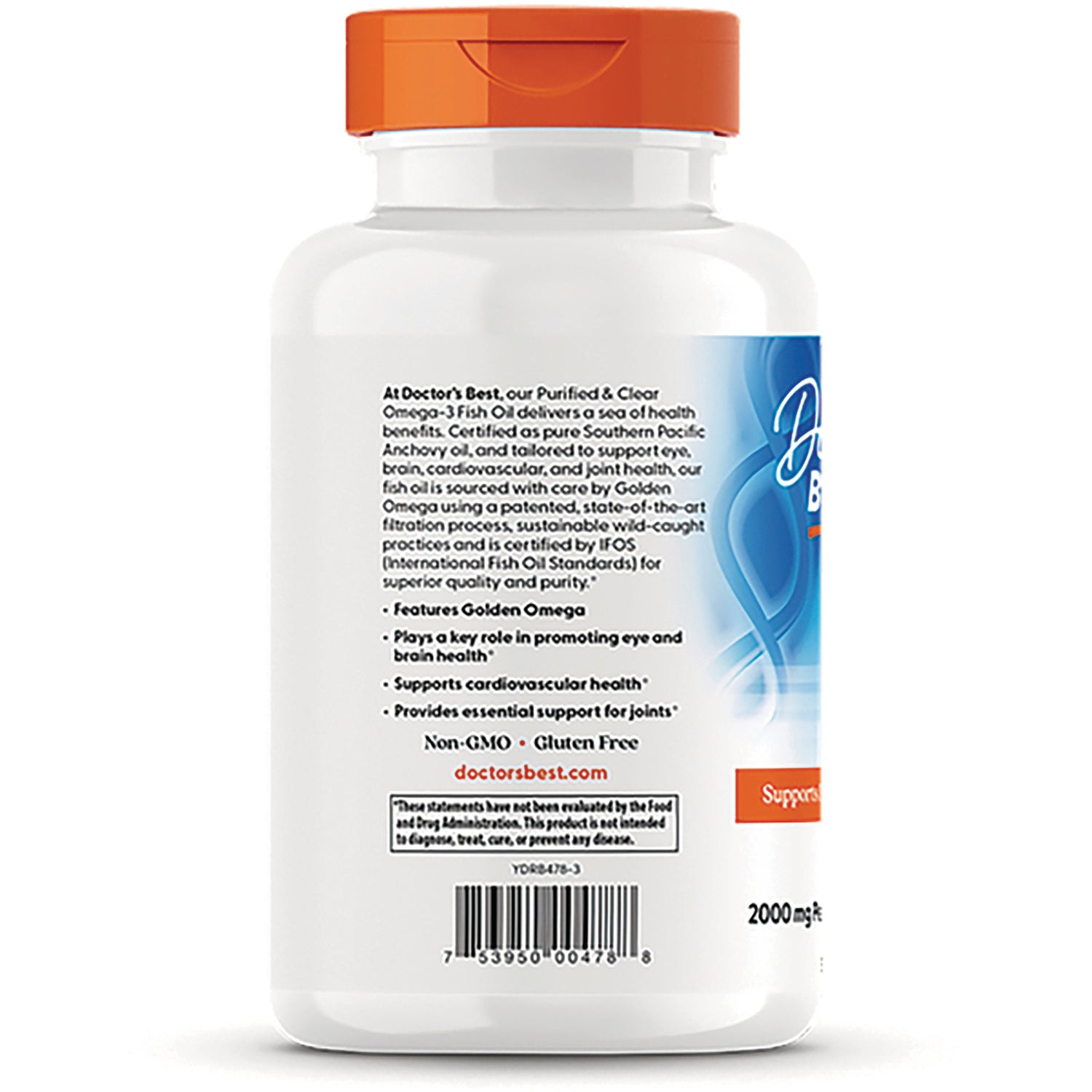 DB257 | back label of white supplement bottle showing product information, FDA disclaimer and barcode