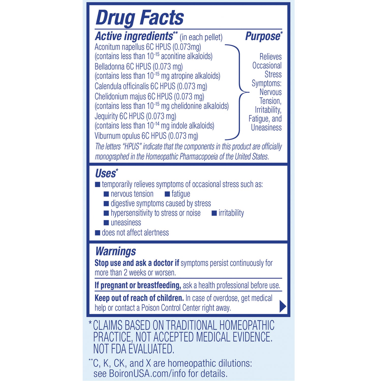 BRN130 | Drug Facts back label showing active ingredients, uses, and warnings text