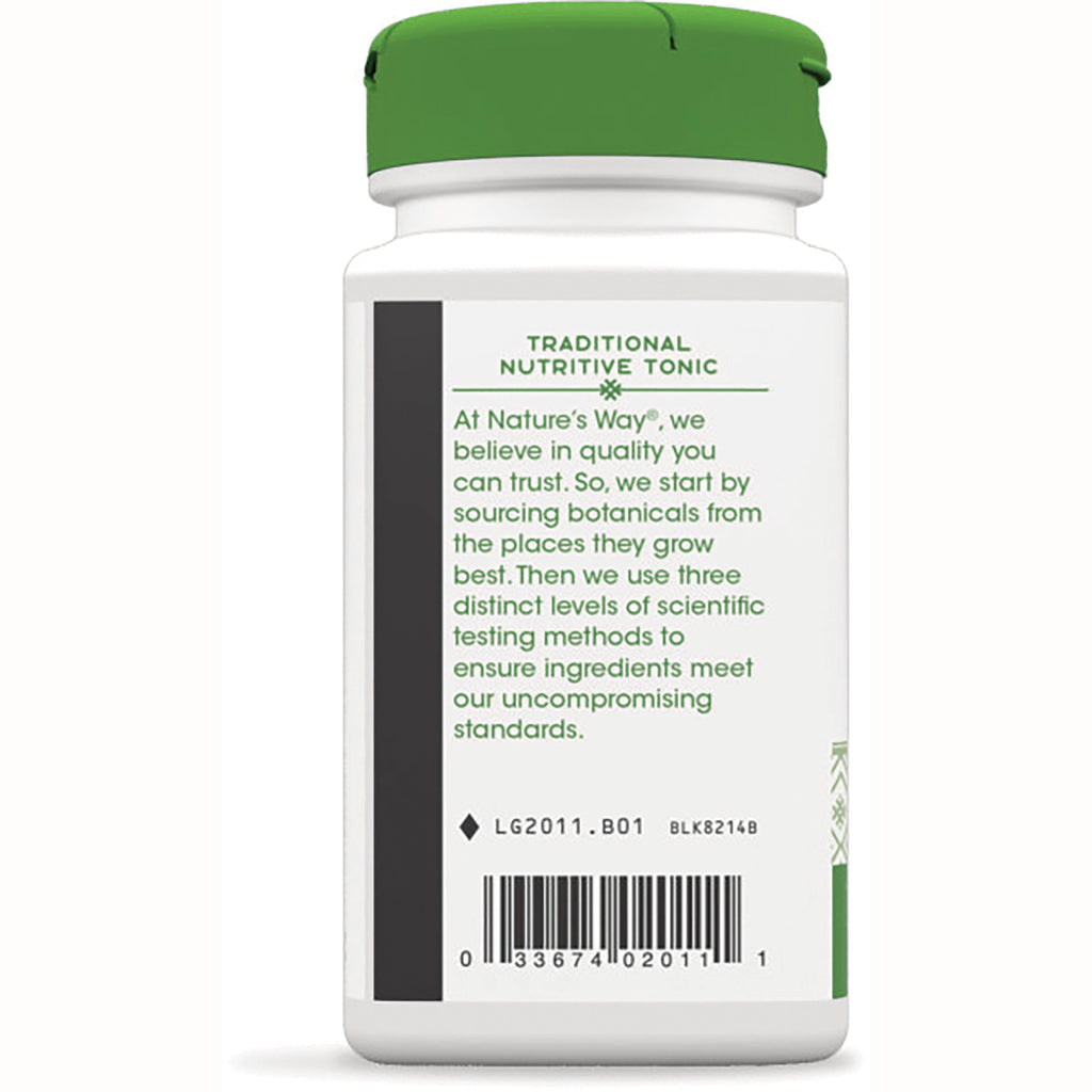 NW107 | Back label of white supplement bottle with green cap showing brand text and barcode - Thumbnail