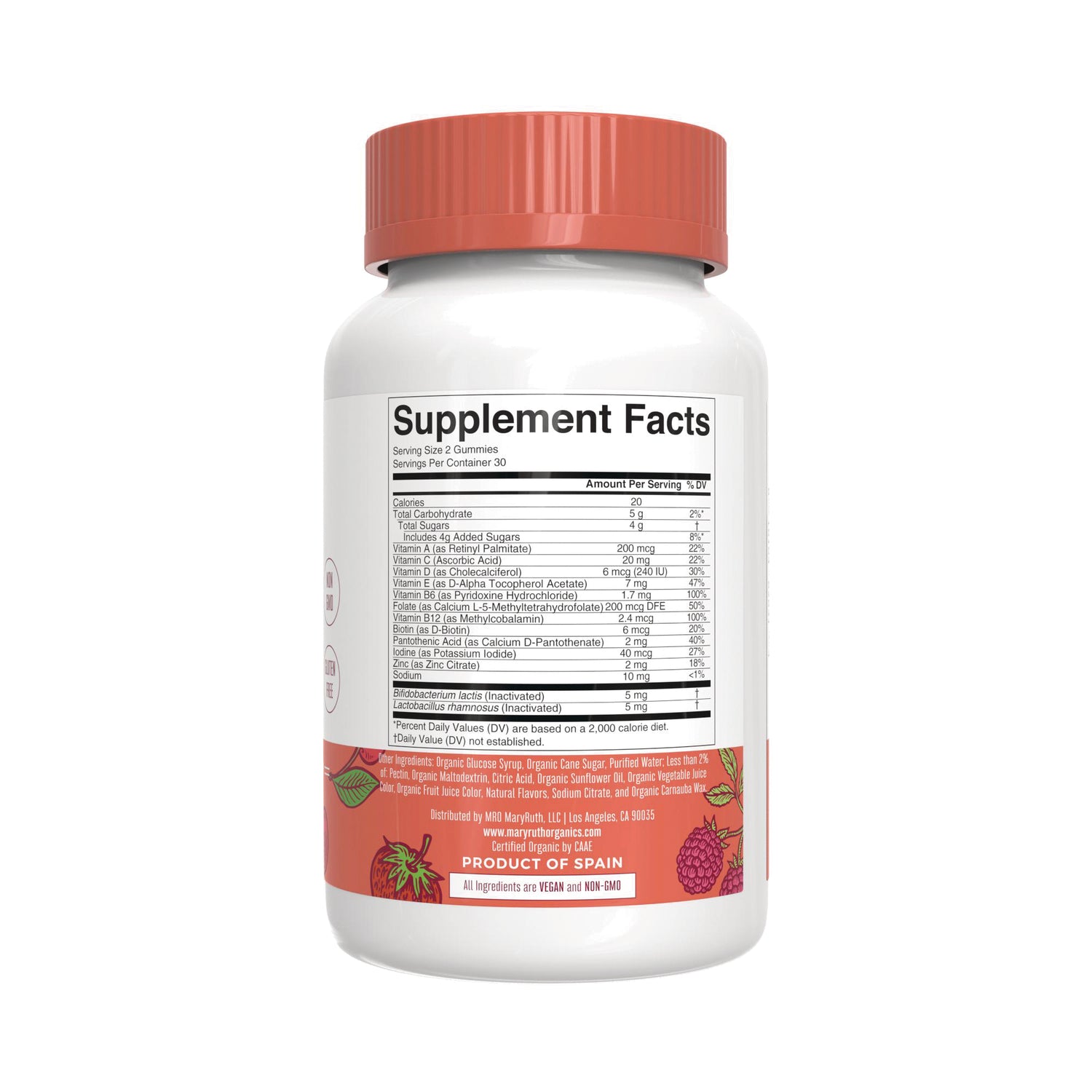 MRR044 | Back of white supplement bottle showing Supplement Facts panel and ingredients label