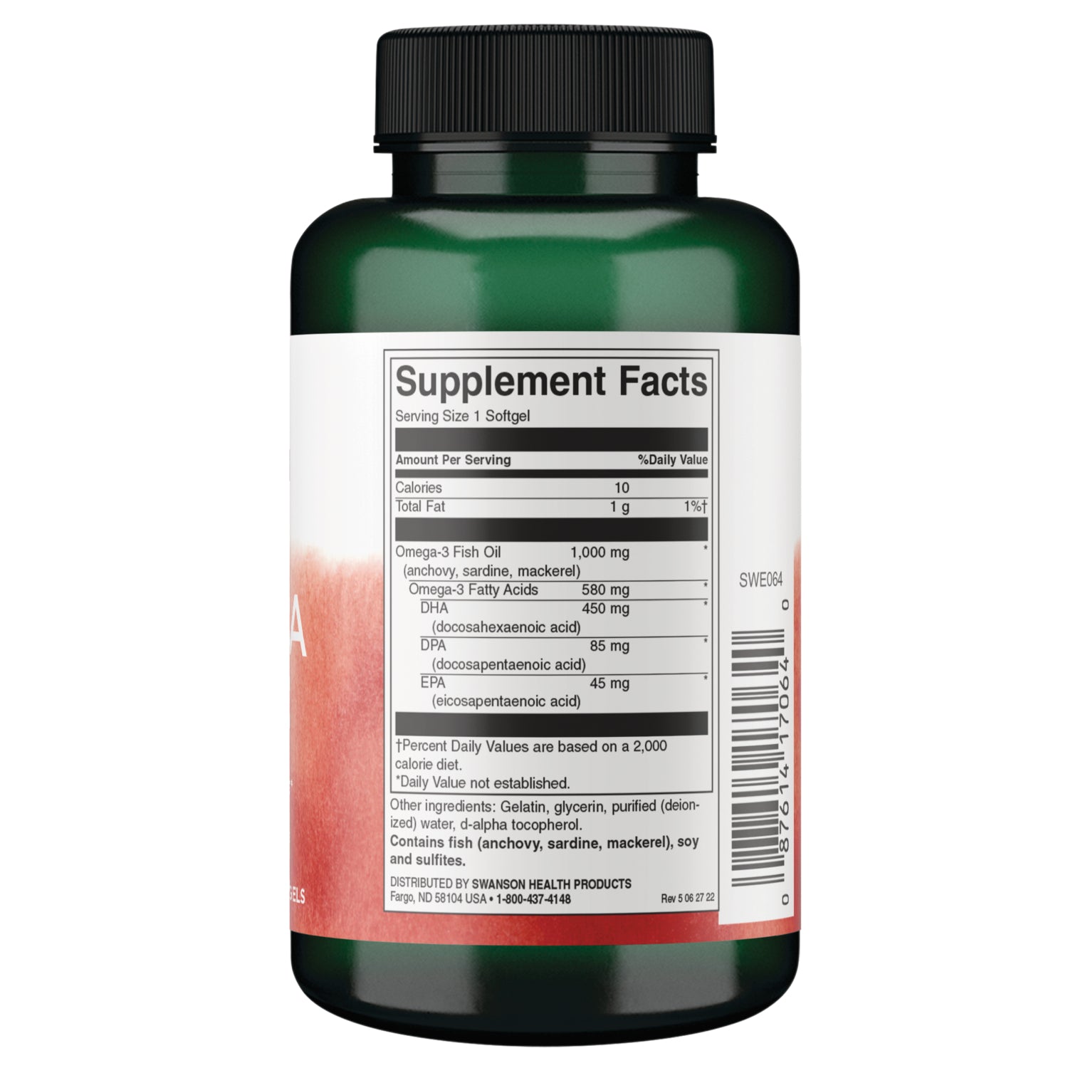 SWE064 | Back label with supplement facts and serving information