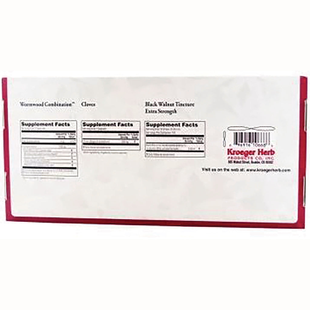 KRG011 | back of white and red supplement box showing three Supplement Facts panels, barcode and Kroeger Herb branding - Thumbnail