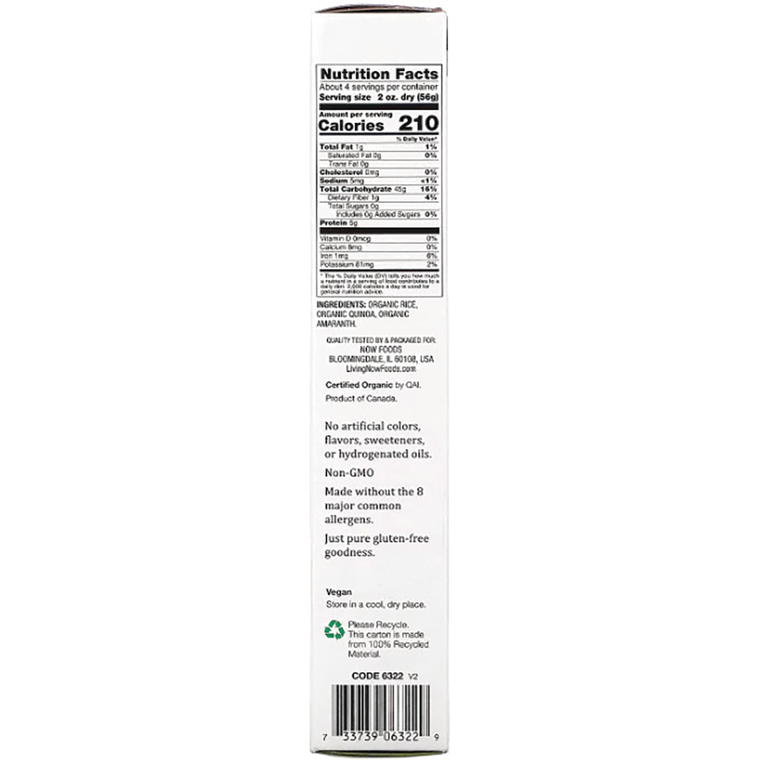 NWF1269 | back panel showing nutrition facts, ingredients, barcode and non-GMO vegan claims