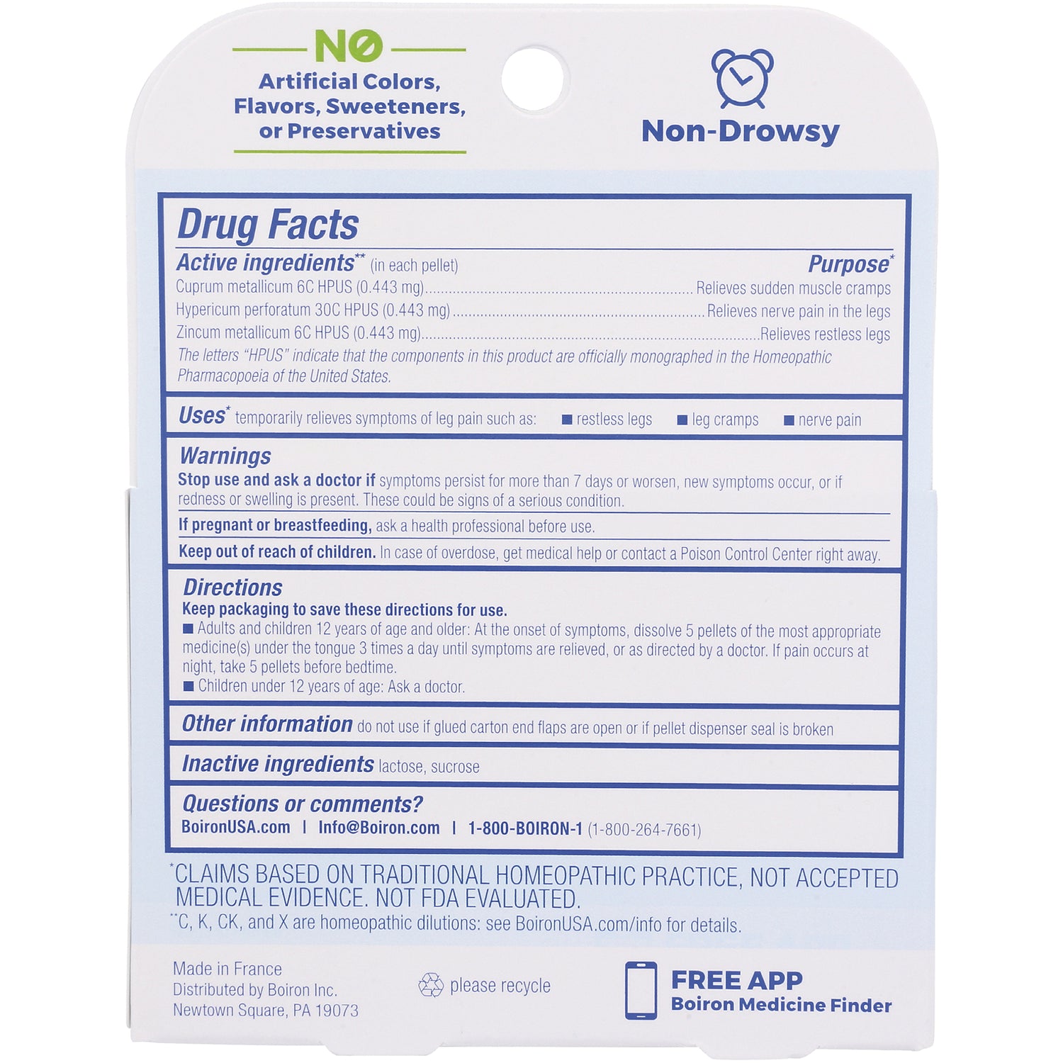 BRN098 | Back panel showing Drug Facts, active and inactive ingredients, warnings and directions