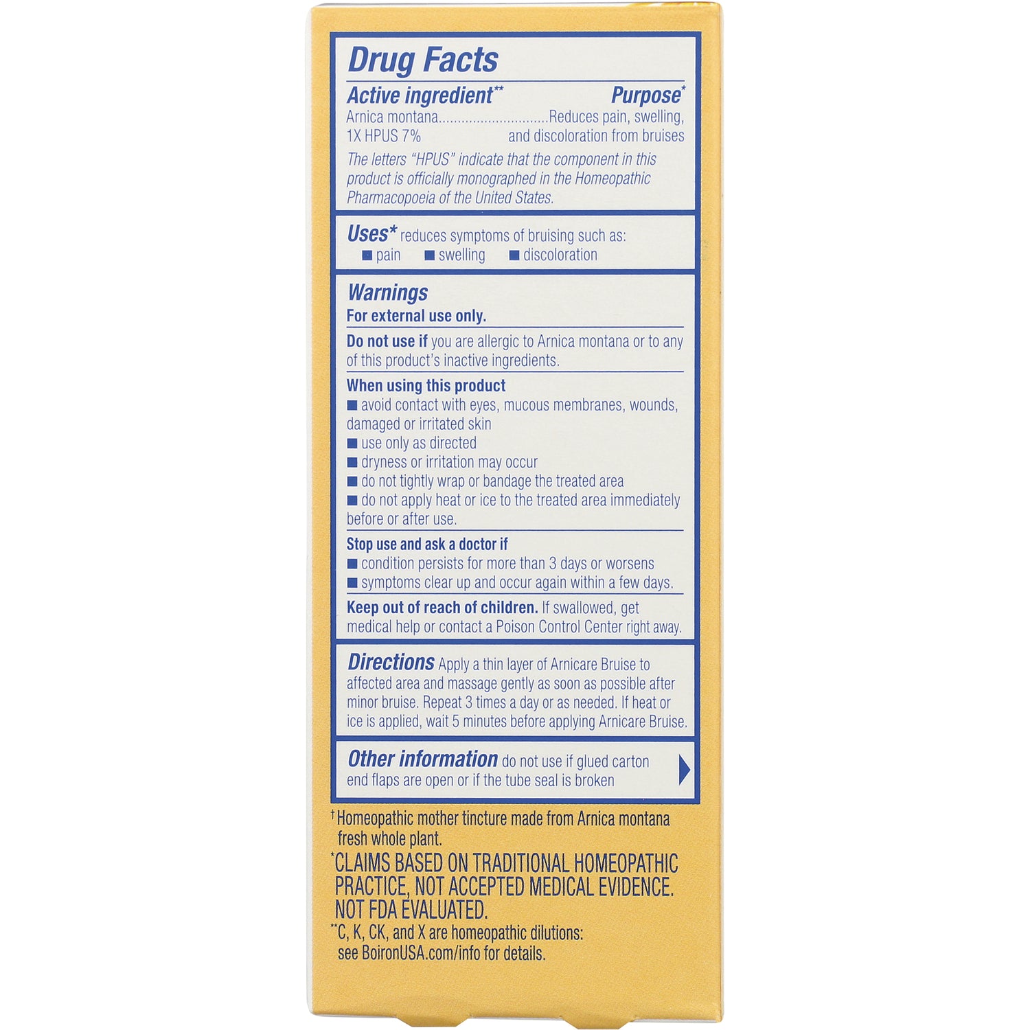 BRN094 | back of yellow box showing Drug Facts panel with warnings, directions, and other information