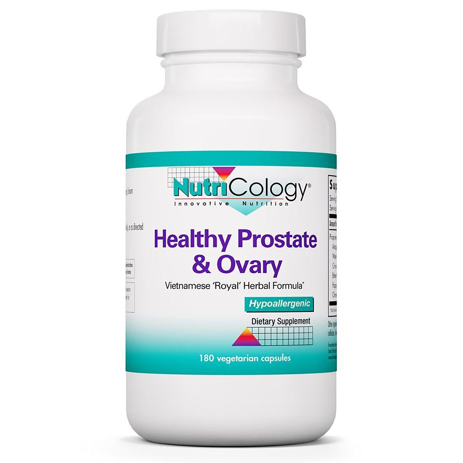 NCL052 | NutriCology Healthy Prostate & Ovary bottle, Vietnamese 'Royal' herbal formula, hypoallergenic, 180 vegetarian capsules