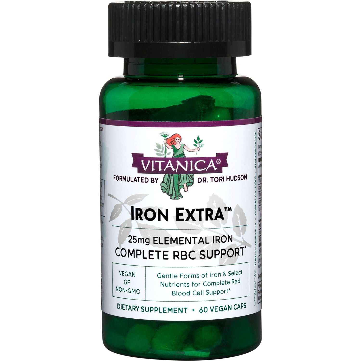 VNA002 | Vitanica Iron Extra bottle, 25 mg elemental iron, Complete RBC Support, 60 vegan capsules