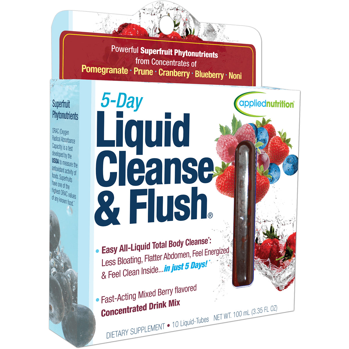 APT009 | Applied Nutrition 5-Day Liquid Cleanse & Flush mixed berry concentrated drink mix, 10 liquid tubes
