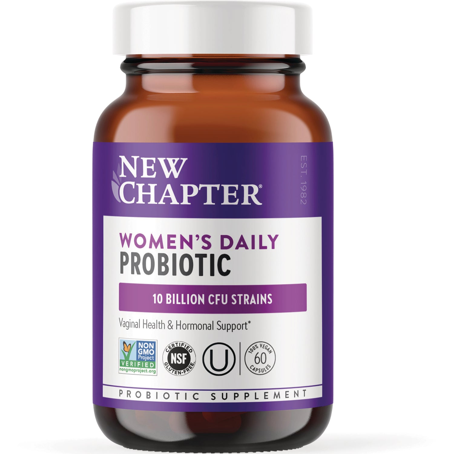 NWC322 | New Chapter Women's Daily Probiotic bottle front purple label 10 billion CFU 60 capsules