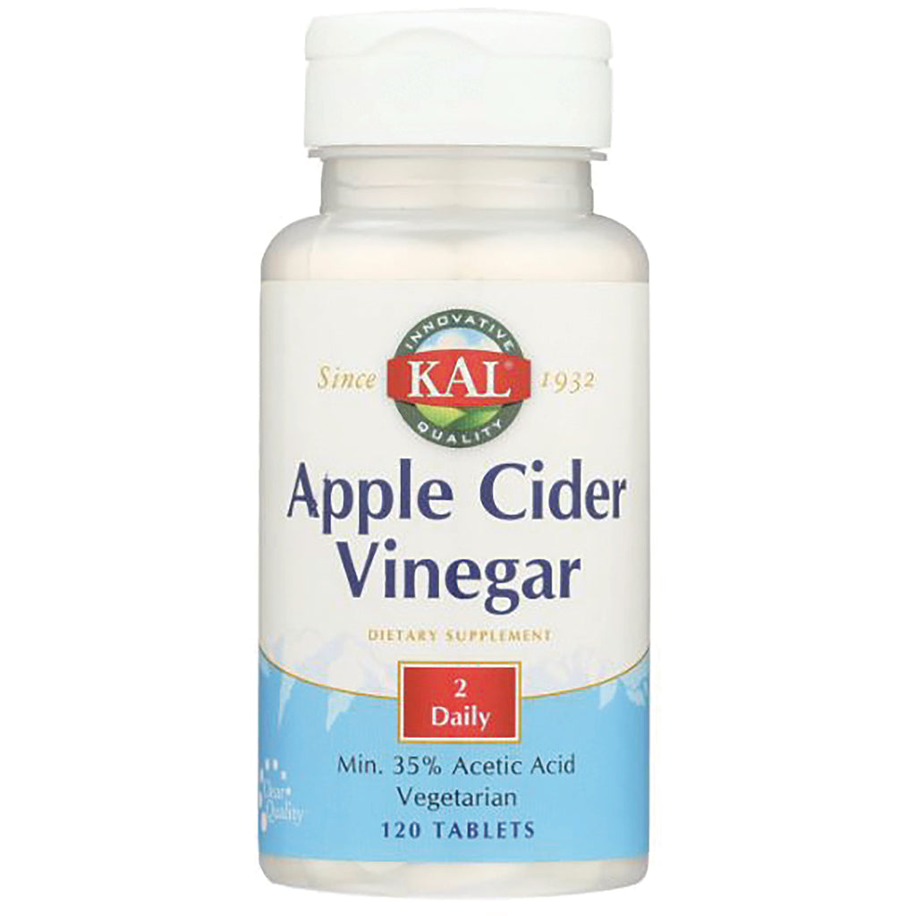 KL514 | KAL Apple Cider Vinegar supplement bottle showing label, 120 tablets, 2 Daily, vegetarian - Thumbnail