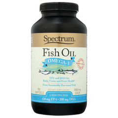 SP031 | Spectrum Fish Oil Omega-3 softgels, 250 count, 1000 mg each; serving 320 mg EPA, 200 mg DHA