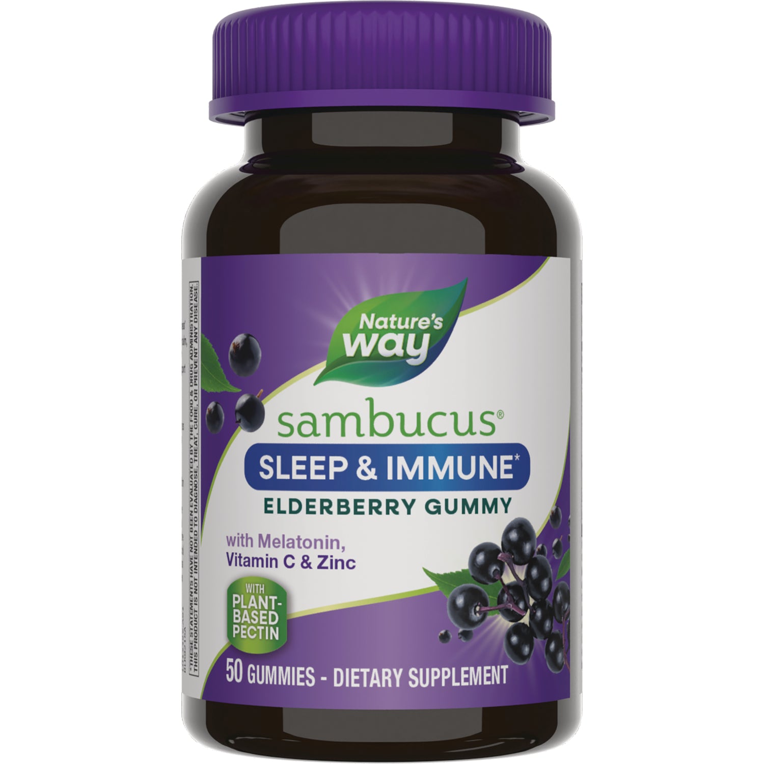 NW1001 | Nature's Way Sambucus Sleep & Immune elderberry gummy bottle front with purple cap