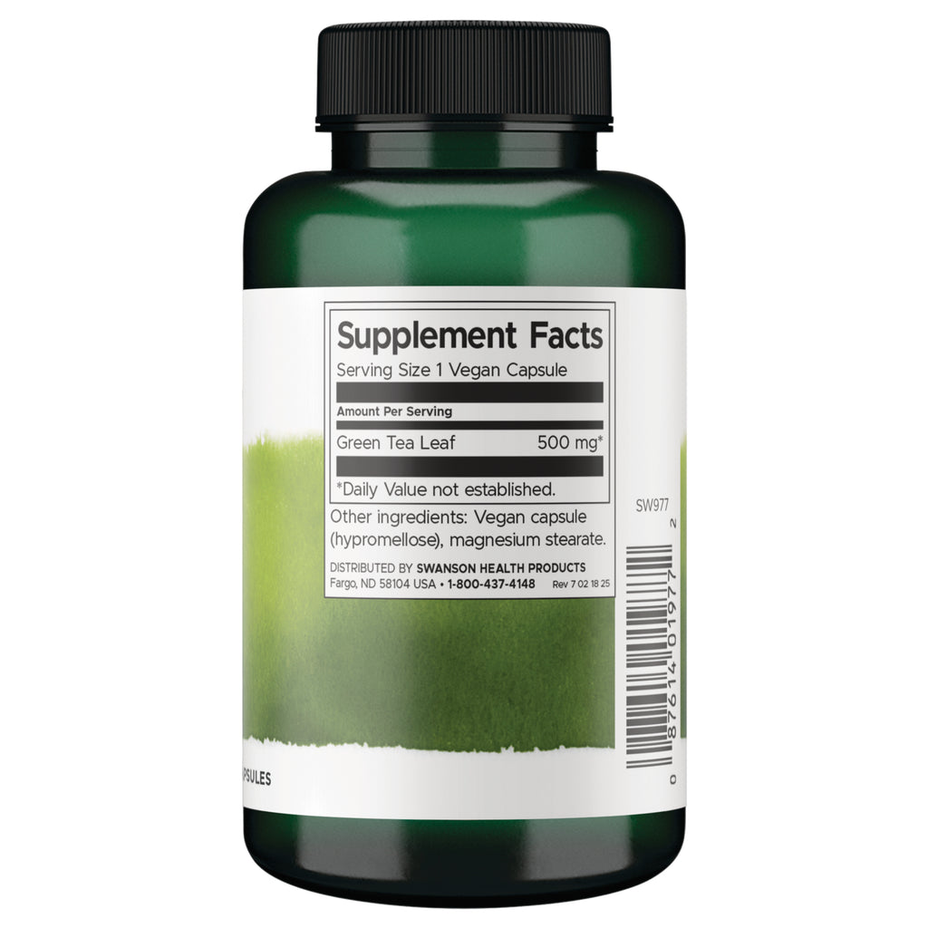 SW977 | Supplement Facts: Green Tea Leaf 500 mg per capsule - Thumbnail