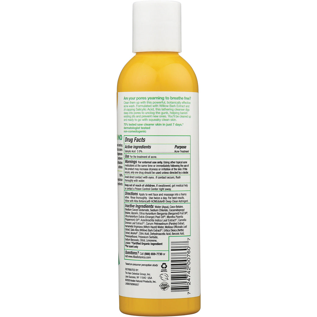 ABA070 | Back label showing Drug Facts, active ingredients, directions and barcode on yellow bottle - Thumbnail