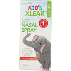XL012 | Kid's Xlear Natural Saline Nasal Spray box, Daily Relief, 0.75 fl oz (22 mL), elephant graphic