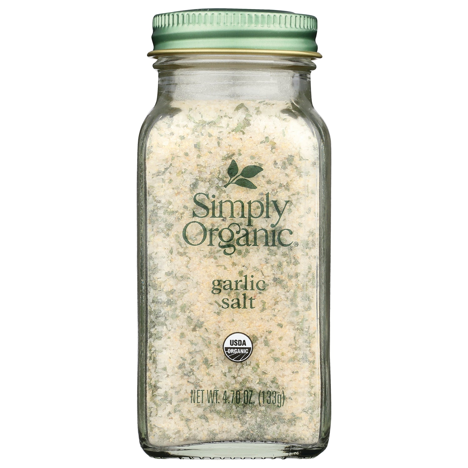 SMP039 | glass jar of Simply Organic garlic salt front label 4.7 oz