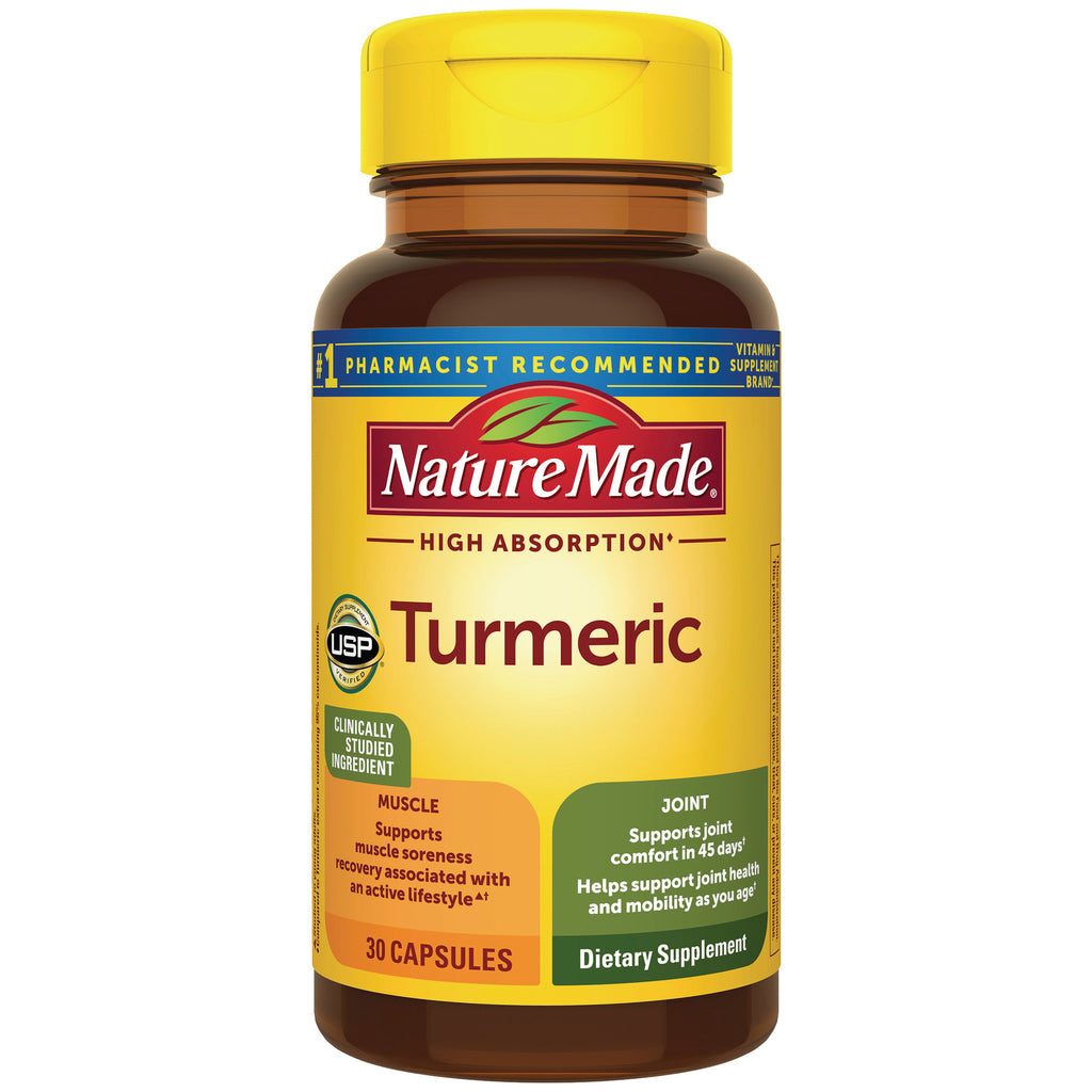 NTM186 | Nature Made Turmeric dietary supplement bottle front label 30 capsules - Thumbnail
