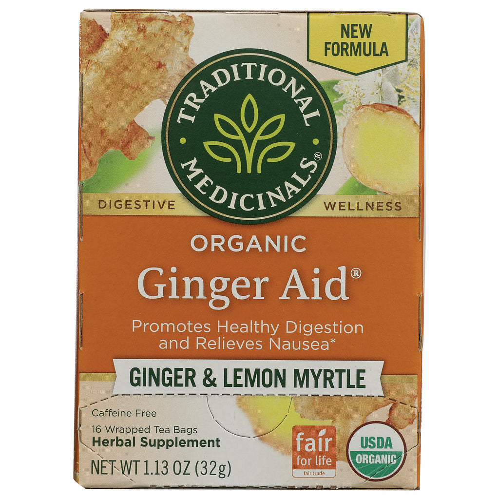 TMD017 | Traditional Medicinals Organic Ginger Aid tea box, Promotes Healthy Digestion, 16 bags, caffeine free, USDA Organic - Thumbnail