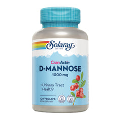 SLR505 | Solaray CranActin D-Mannose 1000 mg bottle front label with cranberry illustration, 120 vegcaps
