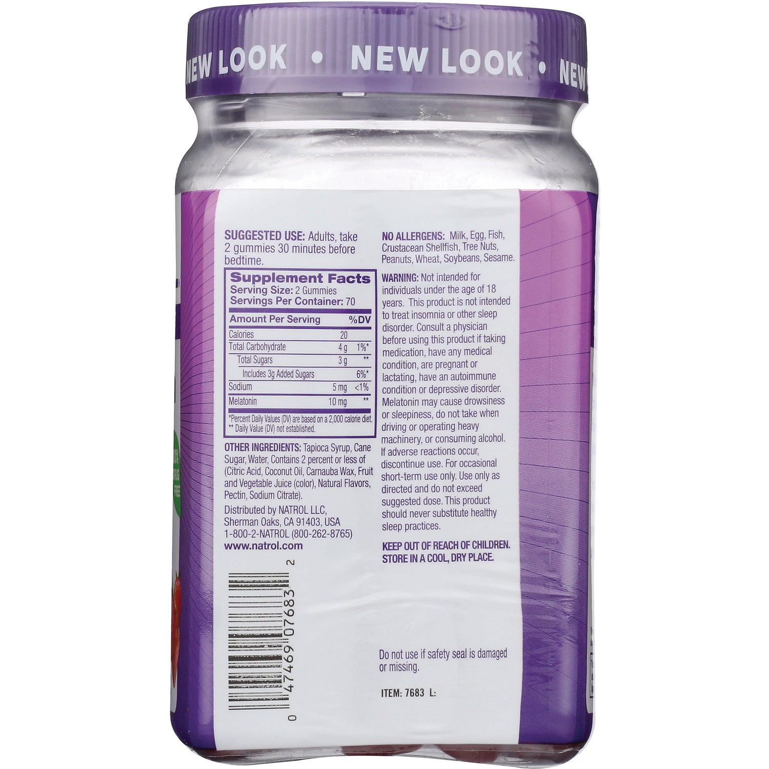 NA627 | Bottle back showing Supplement Facts panel, ingredients, warnings, and barcode