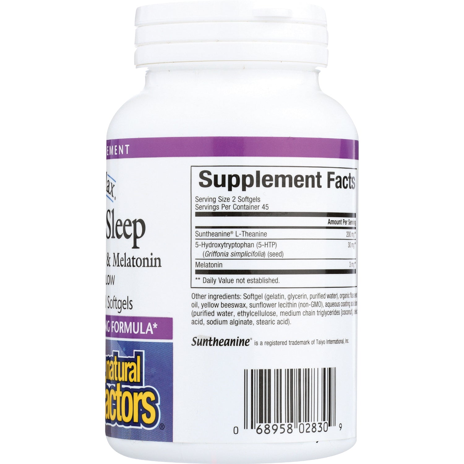 NFC146 | back of white supplement bottle showing Supplement Facts panel, ingredients list, and barcode