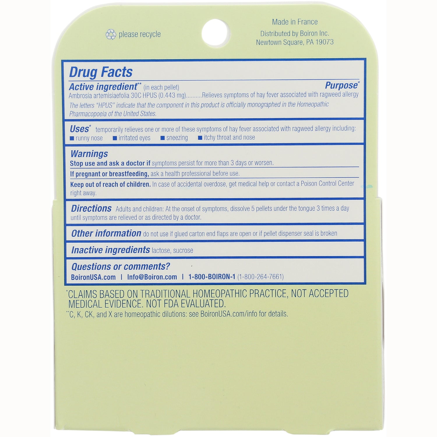 BRN121 | back of product packaging showing Drug Facts, warnings, directions and contact information