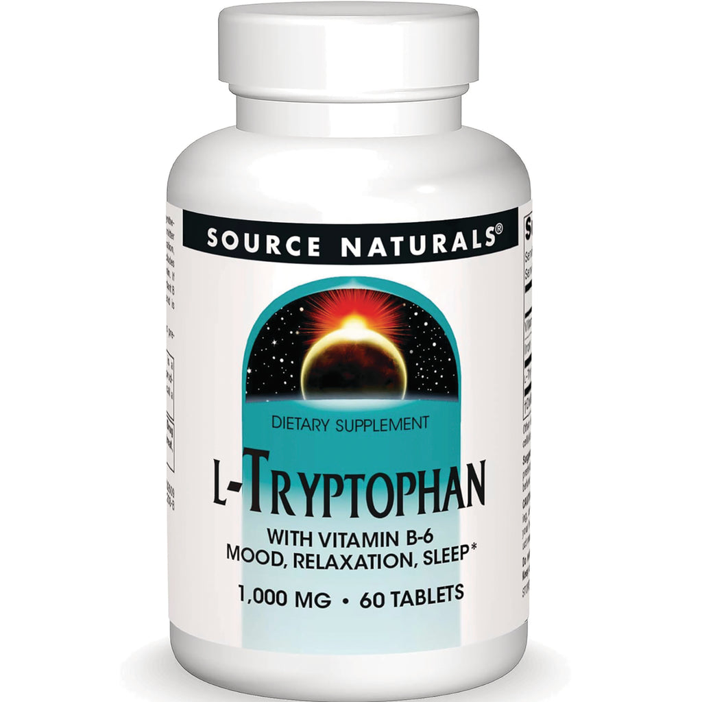 SN568 | Source Naturals L-Tryptophan with Vitamin B-6 1,000 mg, 60 tablets - Thumbnail
