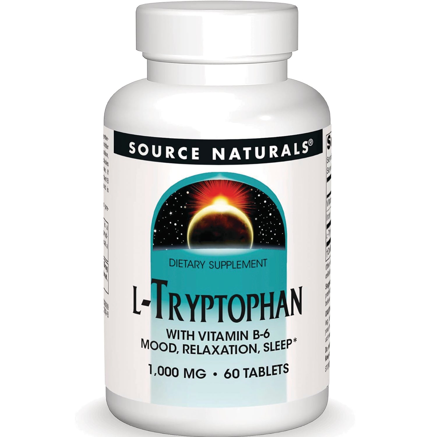 SN568 | Source Naturals L-Tryptophan with Vitamin B-6 1,000 mg, 60 tablets