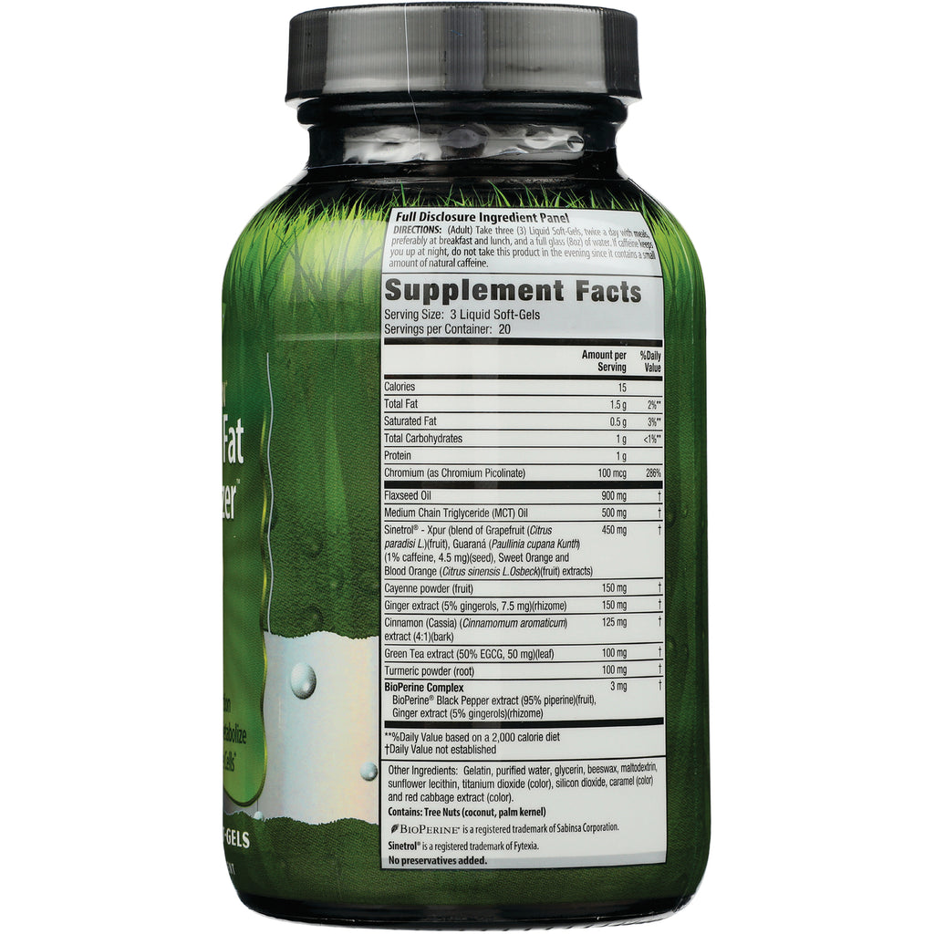 IR227 | Back label showing Supplement Facts panel and ingredient list on green supplement bottle - Thumbnail