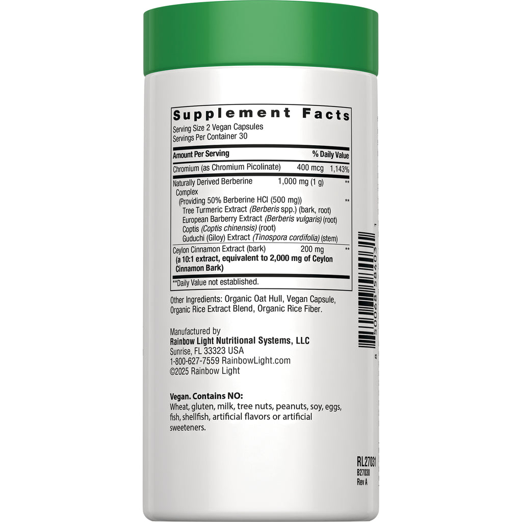 RBL178 | Back label showing Supplement Facts panel, ingredient list, manufacturer details and vegan contains information - Thumbnail